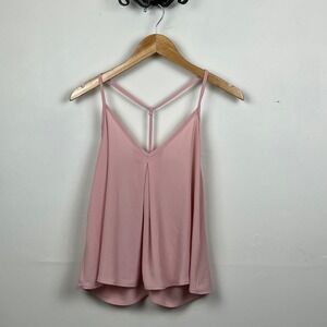 Best Cody Womens Pink V-Neck Pleated T-Back Camisole Tank Top Size Medium Y2K